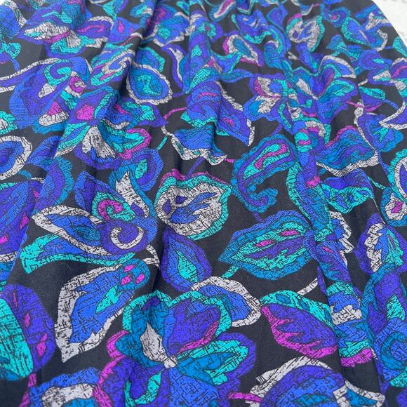 Vintage Ambiance Floral Print Peplum Hem Straight Skirt Blue Purple Women's M - Picture 7 of 11